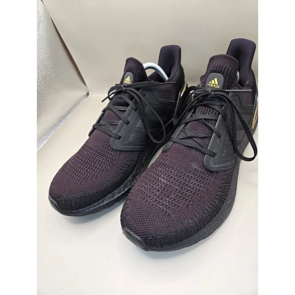 Adidas UltraBoost 20 Shoes Men's 10.5 Core Black Gold Running Athletic Sneakers